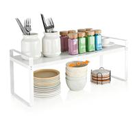 VINATO Estante de Cocina Extensible (37-62 cm), Organizador Armario Cocina, Estantería Cocina Ajustable para Especias, Botes y Libros, Bianco