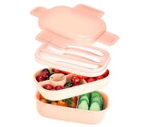 VINATO Fiambrera 1900ml Bento Box con 3 Niveles, Hermética y con Cubiertos, Ideal para Fiambreras Comida Trabajo, Oficina, Escuela o Acampadas, Sin BPA, Rosa