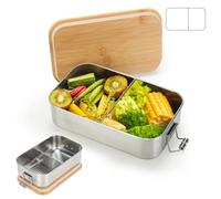 VINATO Fiambrera Acero Inoxidable 1000ml, Lunch Box Hermética con Compartimento, Bento Box para Oficina, Escuela y Viajes, Fiambrera de Acero Inoxidable Ligera y Antifugas