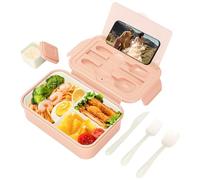 VINATO Fiambrera Bento 1400ml con Compartimentos - Envase Plástico Hermético para Comida Trabajo, Lonchera Lunch Box Colegio Niños Adultos Rosa