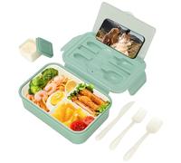 VINATO Fiambrera Bento 1400ml con Compartimentos - Envase Plástico Hermético para Comida Trabajo, Lonchera Lunch Box Colegio Niños Adultos Verde