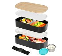 VINATO Fiambrera Comida Trabajo 1400ml con 2 Niveles para Oficina/Escuela | Fiambrera de Trabajo 2 Niveles con compartimentos, lavavajillas, hermética - Ideal para oficina, escuela y viajes