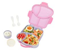 VINATO Fiambrera Infantil 900ML, Loncheras para Niños BPA Free con 4 Compartimentos, Bento Box con Cubiertos, Lunch Box Hermética para Colegio y Viajes - Morado