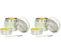 VINATO Fiambreras Comida Trabajo Fiambrera Térmica 1.2L Termo Comida Caliente Acero Inoxidable, Antifugas, Sin BPA con Cuchara - Ideal para Oficina, Exteriores y Colegio (Paquete de 2)