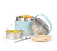 VINATO Fiambreras Comida Trabajo Fiambrera Térmica 1.2L Termo Comida Caliente Acero Inoxidable, Antifugas, Sin BPA con Cuchara - Ideal para Oficina, Exteriores y Colegio（Azul）