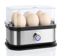 VINATO Hervidor de Huevos Eléctrico 6 Huevos | Poco Hechos, Medios, Duros y Escalfados | Fácil de Limpiar, plata