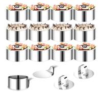 VINATO Juego de 12 Anillos para Tartas en Acero Inoxidable 430 - Molde para Postres, Aperitivos y Galletas, Diámetro 8 cm