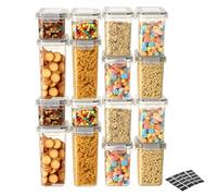 VINATO Juego de 16 Botes de Cocina Almacenaje, Recipientes Herméticos para Alimentos con Tapa, Organizador de Cocina para Pasta, Cereales y Harina, Apilables Sin BPA, +24 Etiquetas