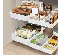 VINATO Juego de 3 Cajones Extraíbles para Cocina, Cajones Extraíbles para Armarios, Bandeja Extraíble Armario, Organizador Extraíble Cocina para Almacenaje, Montaje con Cinta Adhesiva o Tornillos