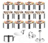 VINATO Juego de 4 Aros para postres Que Incluye 4 Tapas, aro de Servicio de Acero Inoxidable de 8 cm de diámetro, moldes Redondos para mousses, Ideales para Galletas, Donuts y moldes para Pasteles.