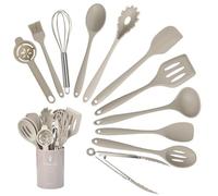 VINATO Juego de Utensilios de Cocina 12 Piezas de Silicona Alimentaria, Utensilios de Cocina sin BPA | Apto Lavavajillas, Caqui