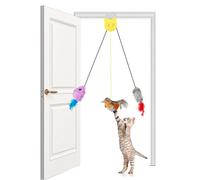 VINATO Juguetes para Gatos, Set Sonoro de 3, 2 Ratones y 1 Pájaro | Juguete interactivo gato para colgar: rebota, chirría sin pilas e invita a saltar, perseguir y atrapar