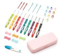 VINATO Kit de Ganchillo 32 Piezas, 9 Agujas de Crochet 2-6 mm, Kit Crochet Principiantes Completo, Ganchillos Crochet Ergonómicos, Estuche y Accesorios, Crochet Kit