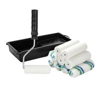 VINATO Kit Rodillo Pintura 12 Piezas | 5x Rodillos Espuma + 5x Rodillos Pelo | 1x Mango + 1x Bandeja | Set Completo para Paredes, Muebles, Madera, Puertas y Reforma, Negro