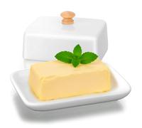 Vinato Mantequera Cerámica Mantequera de Porcelana con Tapa y Mango de Perilla, Platos de Mantequilla de Cerámica para 250 gr de Manteca
