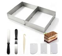 VINATO Molde Ajustable de Acero Inoxidable (27.7-52.5cm) para Pasteles, Brownies y Lasaña, Rectangular, Superficie Antiadherente, Molde Reutilizable para Bandeja de Horno