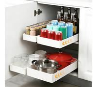 VINATO Organizador Extraible Cocina - Juego 4 Cajones Deslizantes,4 Tamaños (ABS Resistente), Montaje Rápido - Cajones para Armarios, Bandeja Extraible Cocina