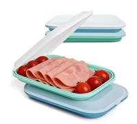 VINATO Pack de 2 Porta Embutidos Fresh,Tupper Embutido Nevera Tapa Extraíble, Apilable,Para Microondas, Congelador y Lavavajillas,Sin BPA- 23,5x15x3,5 cm