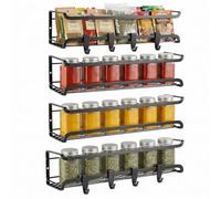 VINATO Pack de 4 Estanterías para Especias Pared Sin Taladrar, Negras, Estantes Colgantes de Metal para Cocina, Despensa, Baño
