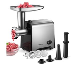 VINATO Picadora Electrica, Accesorio para Salchichas CompactPower, 3 Discos Perforados de Acero Inoxidable (3, 5, 7mm), Pisón, Accesorio para Kebbe