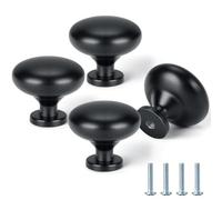 VINATO Pomos y Tiradores para Muebles, 4 Unidades Pomos Armario 28mm Redondos - Tiradores Cajones Cocina con Tornillos para Armarios, Muebles de Cocina, Negro