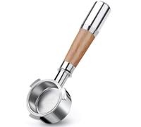 VINATO Portafiltro Sin Fondo 51mm 3 Orejas Compatible DeLonghi Dedica EC680/EC685/EC885, Portafiltro Bottomless en Acero Inoxidable, Mango de Nogal