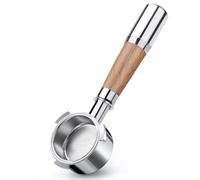 VINATO Portafiltro sin fondo 54mm - Acero inoxidable con mango de nogal, compatible con Breville Barista BES870/878/880 (3 Ear)