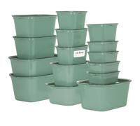 VINATO Recipientes Herméticos para Alimentos (15 Unidades) - Tapers Herméticos, Botes Cocina Almacenaje, Apto Microondas y Congelador - Verde