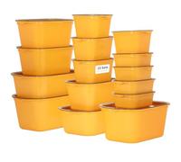 VINATO Recipientes Herméticos para Alimentos (15 Unidades) - Tapers Herméticos, Botes Cocina Almacenaje, Apto Microondas y Congelador - Amarillo