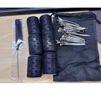 VINATO Rulos para el cabello 32 piezas - Autoadhesivos con núcleo de aluminio, 18 rulos en 3 tamaños (40 mm, 30 mm, 20 mm), 12 pinzas, 1 peine, bolsa de tela, Para rizos sin calor y volumen