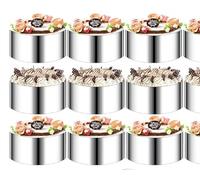 VINATO Set 26 Piezas Mini Aros para Tarta Ø6 cm Acero, Aros para Postre sin Soldadura con Base & Plantillas, Antiadherente, Apto Lavavajillas, para Mousse, Pastelería