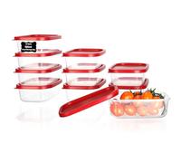 VINATO Set de 10 Recipientes Herméticos 520ml - Rectangulares, Apilables, Microondas - Sin BPA, Para Cocina, Meal Prep, Congelador & Almacenaje - Incluye 12 Etiquetas