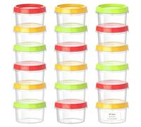 VINATO Set de 18 Recipientes Para Alimentos, 250ml Contenedores Para Comida con Tapa, Set De Envases Pequeños En Rojo, Verde & Naranja, Apilables