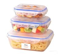 VINATO Set de 3 Recipientes Herméticos de 580ml, 1300ml y 2500ml - Sin BPA, Estancos, Apilables, para Microondas y Lavavajillas