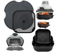 VINATO Set de Accesorios para Ninja Crispi, 4 Piezas Accesorios para Air Fryer, con Láminas de Silicona (3.8L & 1.4L), Tapa Antigrasa y Base Protectora, Compatible con FN101