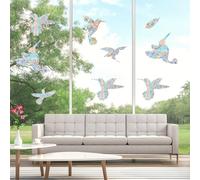 VINATO Vinilo para Cristales con Colibríes - 2 Láminas Decorativas 22x30 cm Efecto Arcoíris, Película Óptica Anti-Aves con Prisma Solar y Luces Coloridas