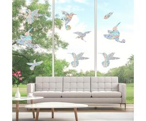 VINATO Vinilo para Cristales con Colibríes - 2 Láminas Decorativas 22x30 cm Efecto Arcoíris, Película Óptica Anti-Aves con Prisma Solar y Luces Coloridas