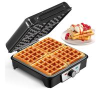 VINATO Waffle Maker, Gofrera, Máquina de Gofres Cuadrada de 4 Rebanadas, 1200W