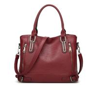 Vinbagge - Bolso bandolera de piel sintética para mujer, Messenger Hobo, bolso de mano, gran capacidad para el trabajo, compras, fiesta, viaje, borgoña, medium, Vintage