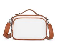 VINBAGGE Bolso Bandolera para Mujer Cuero Vegano RFID Bolso de Mano Bolso para Móvil Bolso Bandolera Bolsos Pequeños y Modernos con Correa Ancha para el hombro, Blanco-marrón