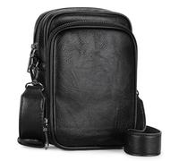 VINBAGGE Bolso Bandolera para Mujer Cuero Vegano RFID Bolso de Mano Bolso para Móvil Bolsos Pequeños con Correa ancha para el hombro, Negro