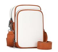 VINBAGGE Bolso Bandolera para Mujer Cuero Vegano RFID Bolso de Mano Bolso para Móvil Bolsos Pequeños con Correa ancha para el hombro,Blanco-marrón