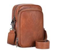 VINBAGGE Bolso Bandolera para Mujer Cuero Vegano RFID Bolso de Mano Bolso para Móvil Bolsos Pequeños con Correa ancha para el hombro,Marrón