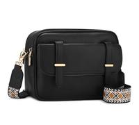 VINBAGGE Bolso bandolera para mujer, tamaño mediano, RFID, de piel vegana, bolso cruzado, bolso pequeño para mujer, con correa ancha ajustable, Negro , 25cm(L)×18cm(H)×9cm(B)