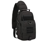 VINBAGGE Bolso Pecho Hombre,Mochila Cruzada de Hombro Táctica Mochila de Pecho Molle Militar Sling Bolsa de Bandolera Impermeable para Caza Correr Senderismo Ciclismo al Aire Libre,Negro