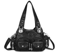 VINBAGGE Bolsos de Mano Mediano Bolso Mujer Bandolera Bolso Hobo Grandes Bolso de Hombro en Suave PU Cuero Retro Shopper Casual Trabajo Comprar Viajes,D-Negro