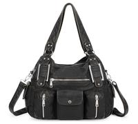 VINBAGGE Bolsos de Mano Mediano Bolso Mujer Bandolera Bolso Hobo Grandes Bolso de Hombro en Suave PU Cuero Retro Shopper Casual Trabajo Comprar Viajes,A-Negro+dorado