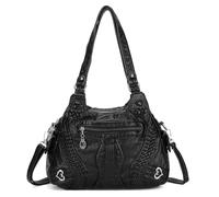 VINBAGGE Bolsos de Mano Mediano Bolso Mujer Bandolera Bolso Hobo Grandes Bolso de Hombro en Suave PU Cuero Retro Shopper Casual Trabajo Comprar Viajes,C-Negro