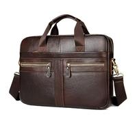 VINBAGGE Maletín de Cuero Genuino,Bolso Hombre Bandolera para Portátil 14 Pulgadas,Portadocumentos Maletines Bolso Mensajero,D-Marrón