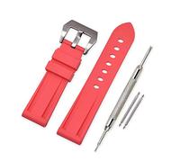 VINBAND Correa Reloj Camuflaje Recambios Correa Relojes Caucho - 20mm, 22mm, 24mm, 26mm Silicona Correa Reloj con Hebilla de Acero Inoxidable Cepillado for Panerai (22mm, red)